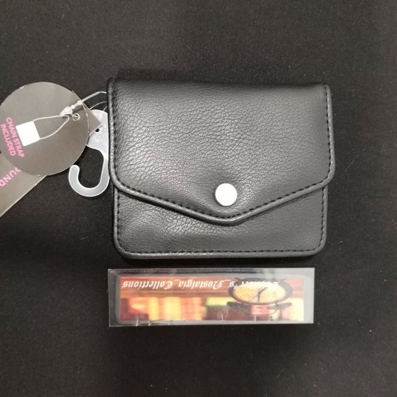 NEW No Boundaries Faux Leather Micro Snap Pearl Chain Strap Bag - Black - Picture 2 of 5